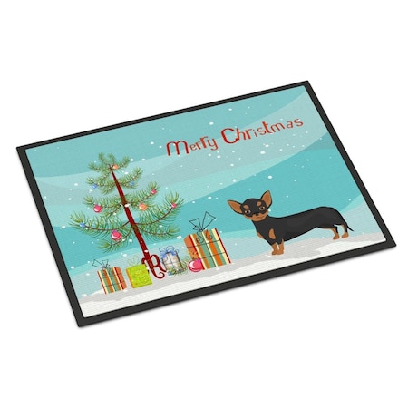 Carolines Treasures 18 x 27 in. Black & Tan Chiweenie Christmas Tree Indoor or Outdoor Mat CK3816MAT